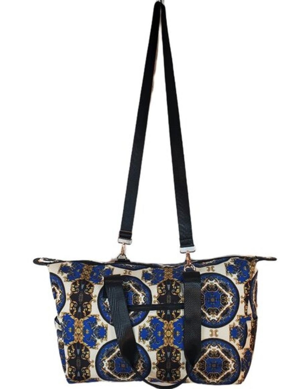 NWT Alice + Olivia Blue and Black Medallion Duffel Bag